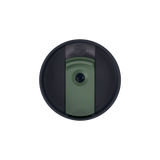 Leak-proof BlenderBottle 2-in-1 Shaker Tumbler lid with the slider securely closed, preventing spills. The bottle is blue-black with a green slider. | Color#Midnight