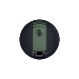 BlenderBottle 2-in-1 Shaker Tumbler lid with the slider open, designed for easy sipping. The bottle is a stylish blue-black with a green slider. | Color#Midnight