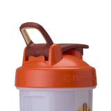 Light Side ProSeries odor-resistant shaker bottle with adjustable carry loop in terracotta color, and orange lid. | Color#Light Side