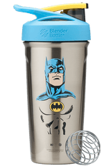 Retro Blue & Yellow Batman Stainless Shaker. | Color#Retro Batman