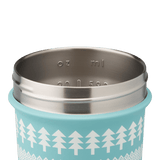 Blue Spruce - Strada® Sleek water bottle with raised ink print of snowflakes and pine trees, designed for outdoor enthusiasts and on-the-go hydration.